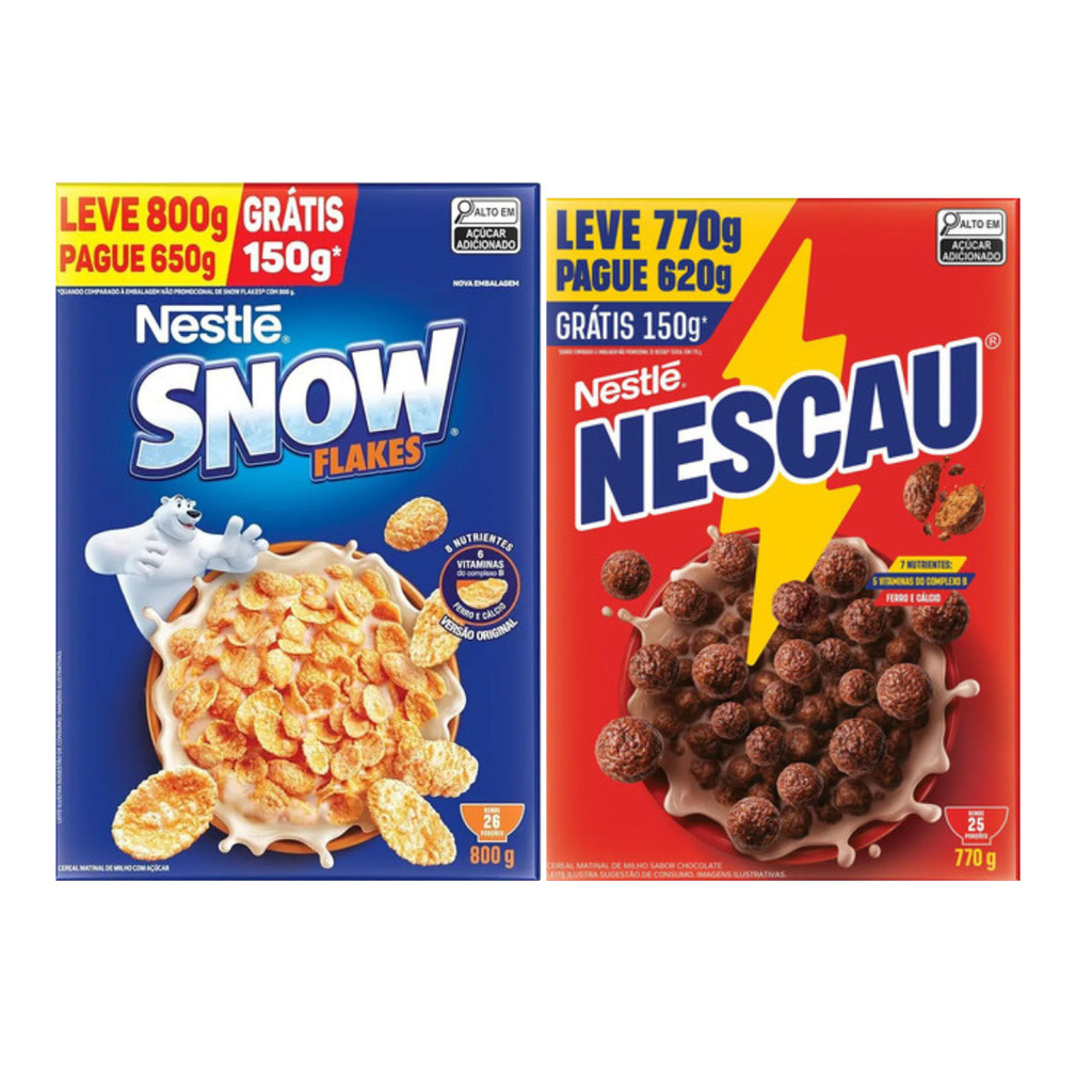 Kit Sucrilhos Nestlé Snow Flakes + Nescau 800g 770g