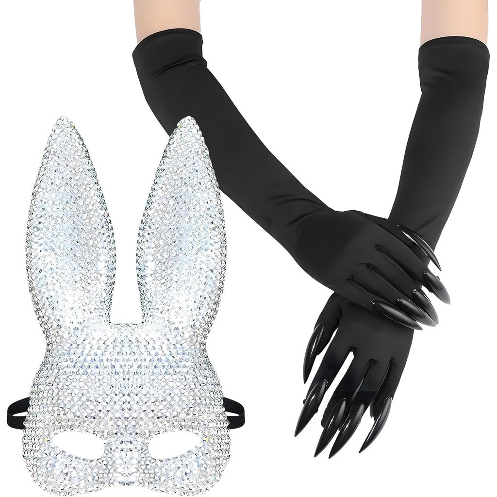 KatchOn, Conjunto de Fantasia de Bruxa para Halloween |   Chapéu de Bruxa, Luvas com Garras e Máscara de Coelho |   Aces