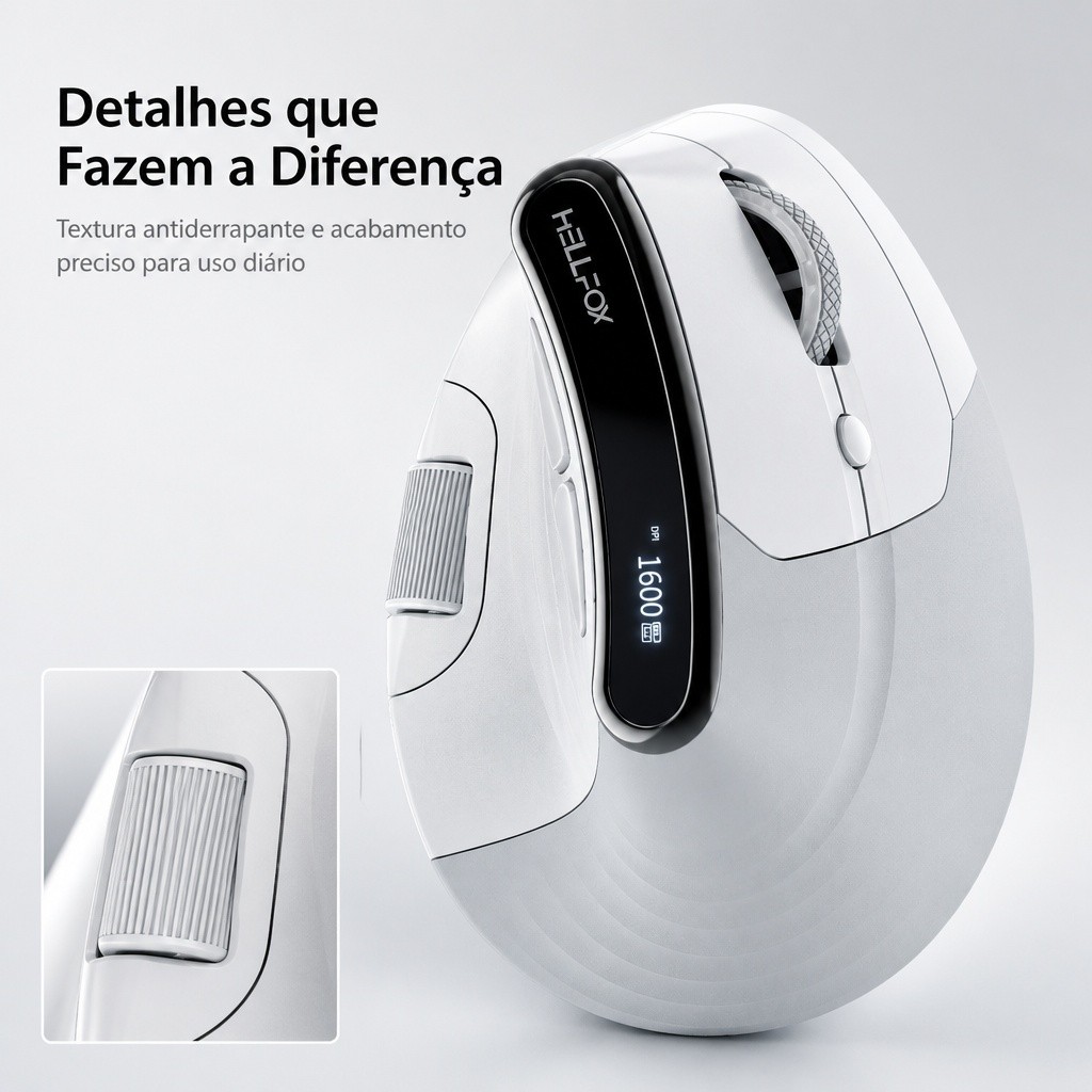 HELLFOX TM023, mouse vertical de três modos, 8000 DPI