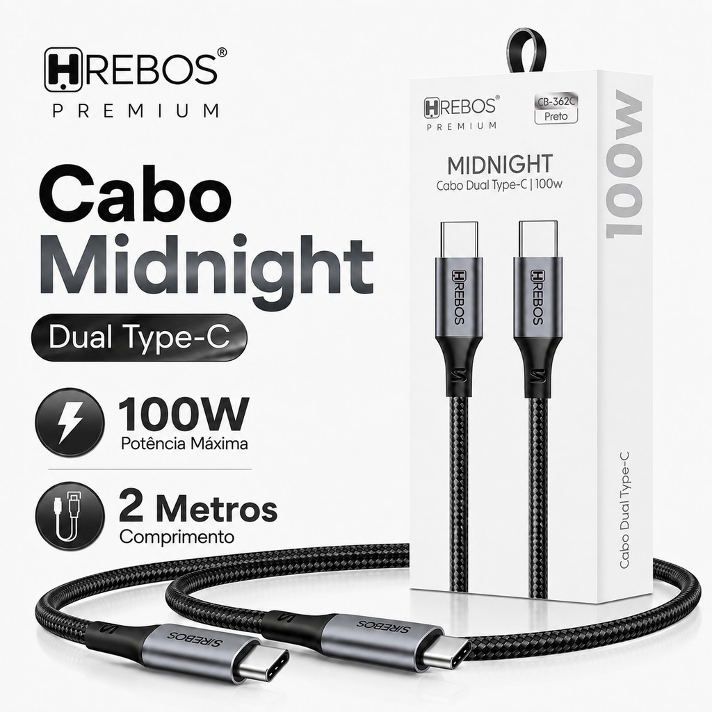 Cabo Tipo C 100W USB P/ Tipo C Turbo 1m 2m Android, IPhon 15 16 17 Tablet Notebook — imagem 2 de 2