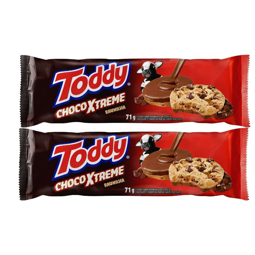Kit 2 Cookies Toddy ChocoXTreme Sabor Baunilha com Gotas de Chocolate 71g