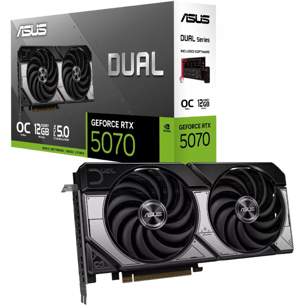 Placa de Vídeo ASUS DUAL GeForce RTX 5070 OC, 12GB, GDDR7, 192-bit, 90YV0M17-M0NA00