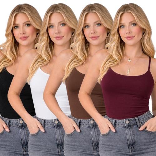 Kit 4 Blusinha Feminina Regata De Alcinha  Alça Fininha Tecido Suplex Romantic Alcinha Básica Leve