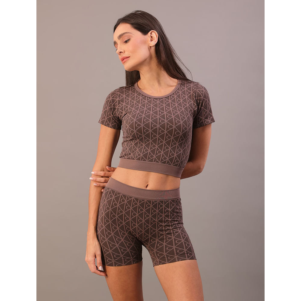 Imagem Shorts Padronagem Aop Calvin Klein Feminina Seamless - Charuto