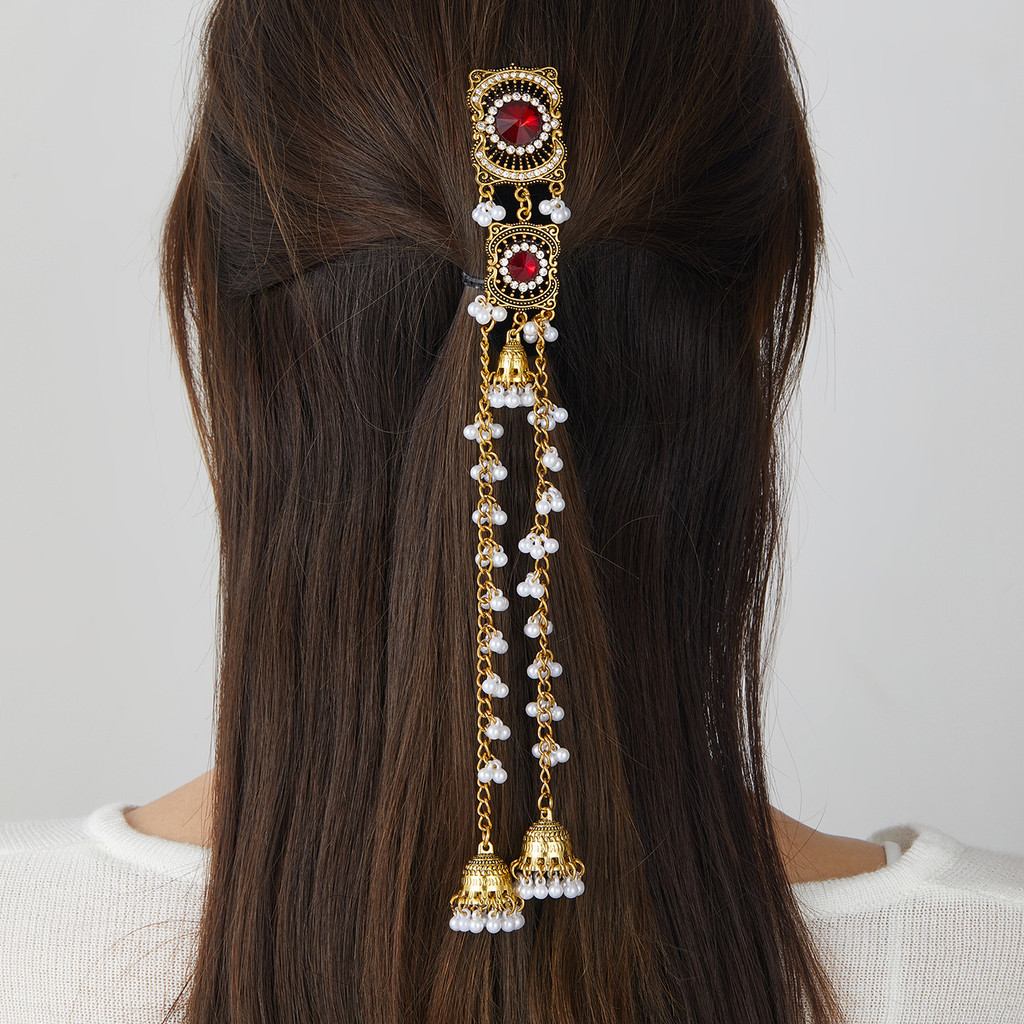 2026 novo produto acessórios de moda estilo boêmio longo borla acessórios para o cabelo estilo palácio Retro grampo de c