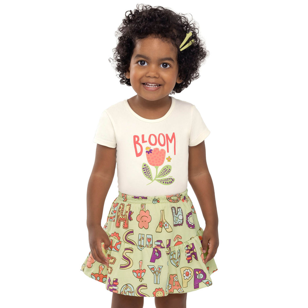 Conjunto Curto Infantil Menina Bloom Elian Bege