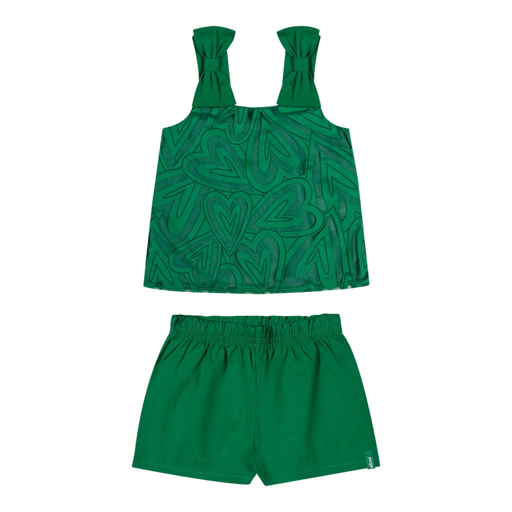 Conjunto Infantil Menina Tule Corações Elian Verde