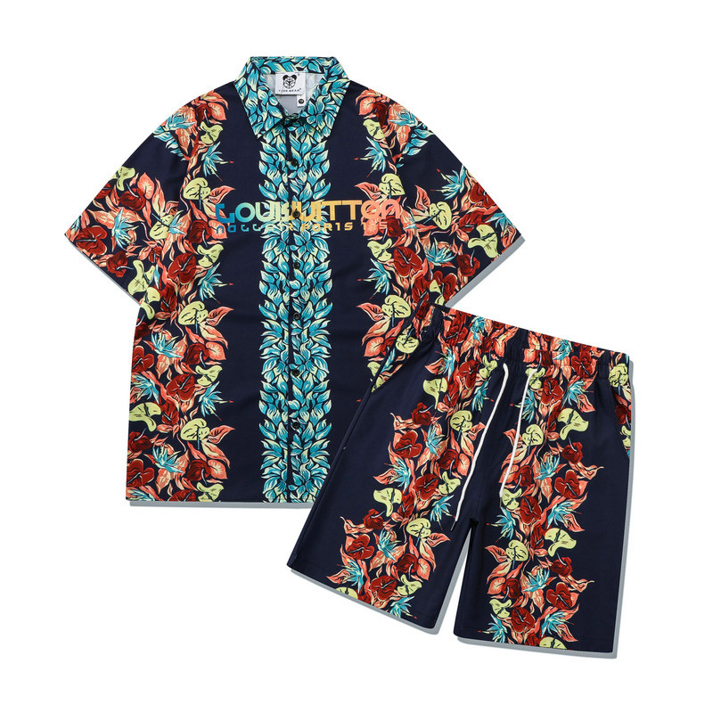 [Novo produto] Conjunto de camisa Casual de praia com estampa Digital Floral solta camisa de manga curta masculina [vend