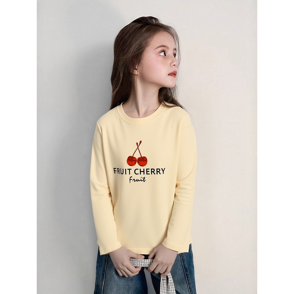 Street Wear Roupas Infantis Versão Coreana Roupas Médias Grandes Crianças Camiseta de Manga Comprida Primavera Meninas C