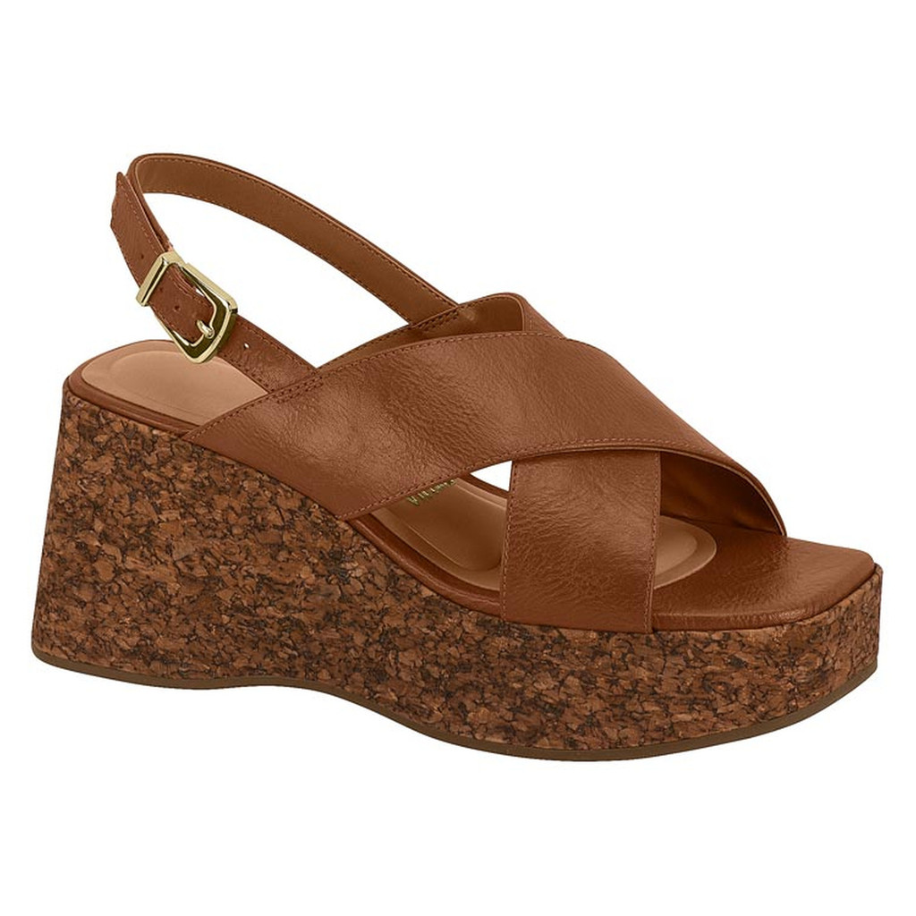 Sandalia Feminina Vizzano Anabela Napa Calf Salto Alto Plataforma Confortavel Festas Casual Moda