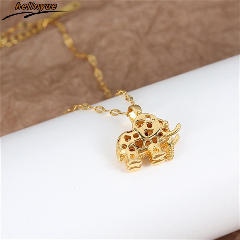 Luxo Feminino Zircônia Cúbica Elefante Pingente Colar Corrente De Aço Inoxidável Declaração Estética Jóias Vintage Para 
