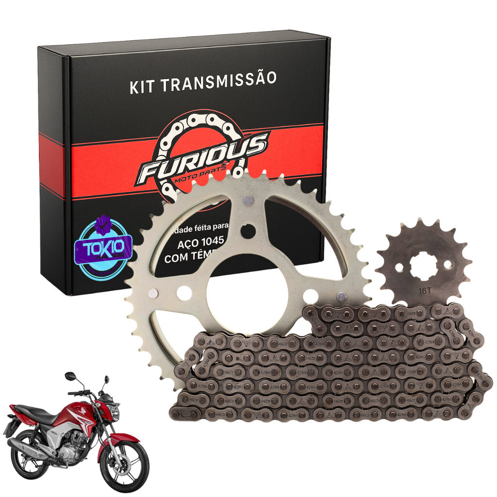 Kit Relação Titan 150 2004 A 2015 CG Fan Transmissão FURIOUS