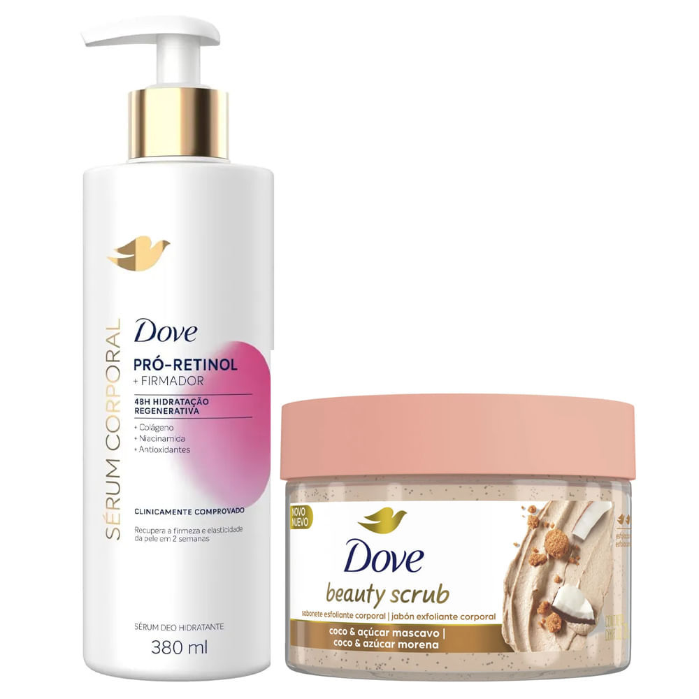 Kit Dove Sabonete Esfoliante Beauty Scrub Coco + Sérum Corporal Pró-Retinol 380m
