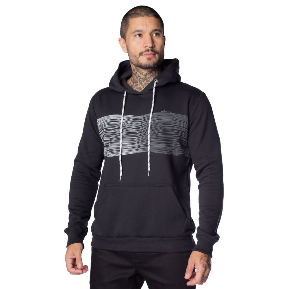 Moletom Masculino Dixie Canguru Preto