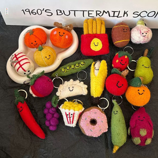 Feltro de lã do Nepal Frutas fofas Batatas fritas Chili Smiley ins Bolsa Pingente