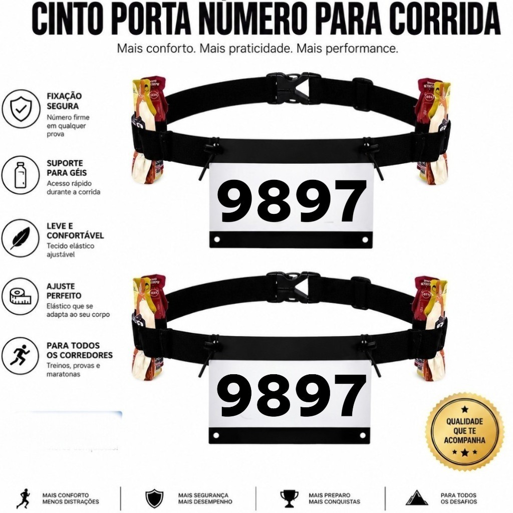 Cinto Porta Numero Para Corrida Ciclismo Carbo Gel Para Corrida Refletivo