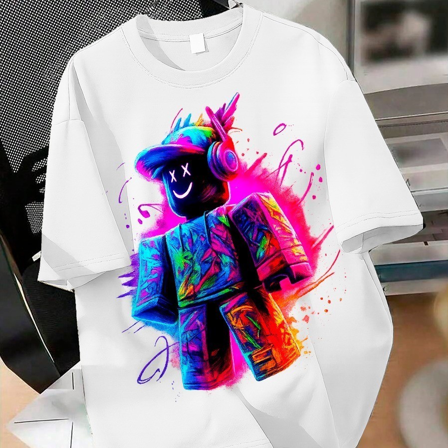 Camiseta Infantil Unissex Estampada Personagem Roblox Neon 100% Algodão Premium Envio Rápido
