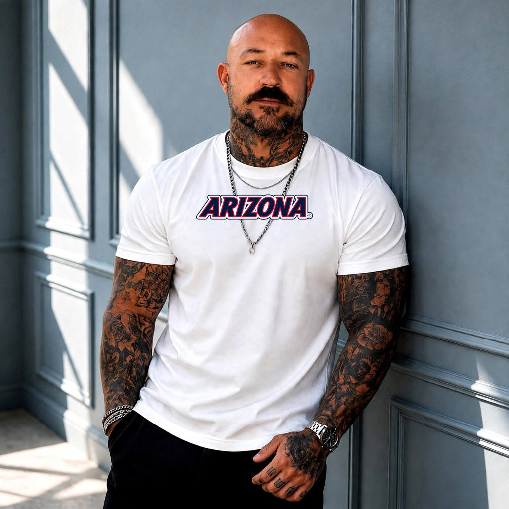 Camiseta Masculina Estampada Arizona 100% algodão Malha Premium Tecido Casual t shirt Cross Esporte Exercício Fitness P
