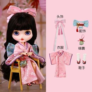 ICY DBS pequenas roupas Ragdoll rosa macio estilo japonês bordado quimono ob24 Lijia 19 corpo conjunto roupas de bebê