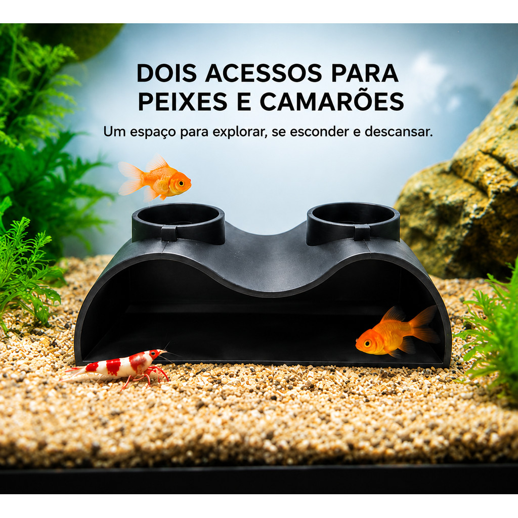 Túnel Caverna para Aquário Toca para Peixes e Camarões - Resistente Premium