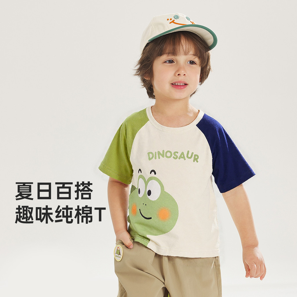Wilberu crianças camiseta de manga curta algodão puro 2026 novo estilo roupas de verão meninos meninas dinossauro camise