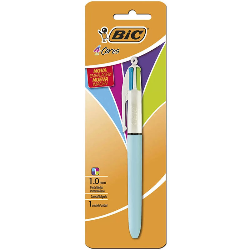 Caneta esferográfica 1.0 retrátil Refresh Azul 4 cores Bic