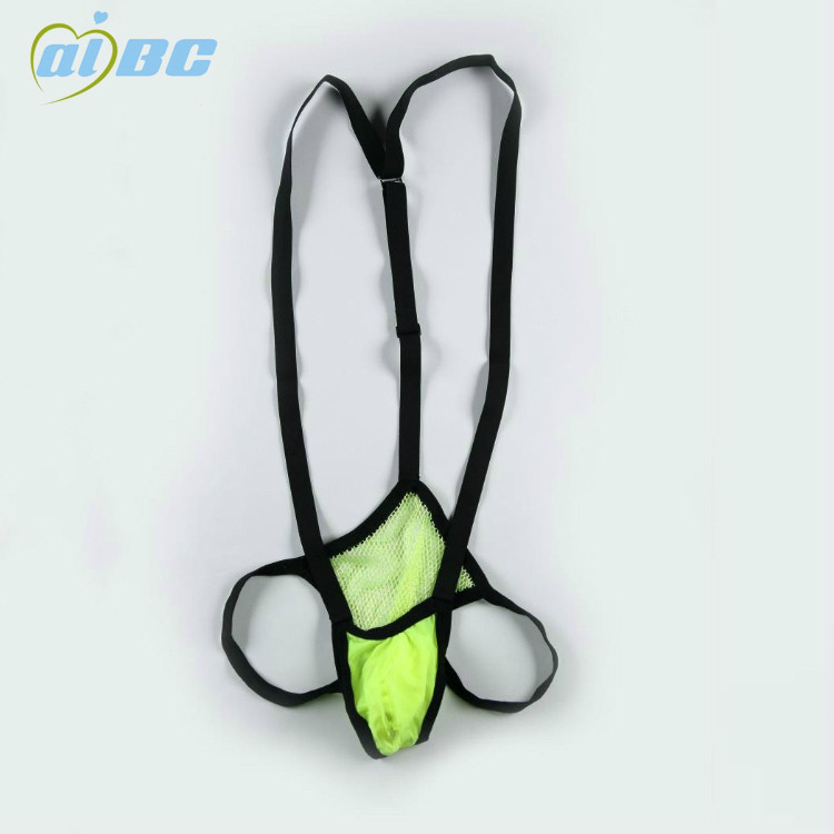 AIBC Macacão masculino roupa íntima de Nylon ultrafino costura de seda malha alça ajustável macacão tanga 007-LT2