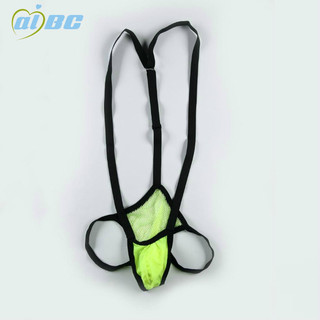 AIBC Macacão masculino roupa íntima de Nylon ultrafino costura de seda malha alça ajustável macacão tanga 007-LT2