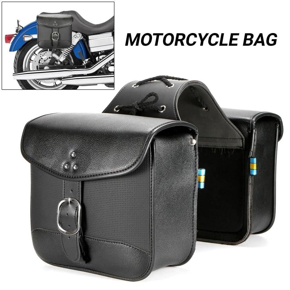 1 Conjunto De Bolsa De Ferramentas Lateral Para Motocicleta , Alforje À Prova D'água De Couro PU , Kits Bagagem Universa