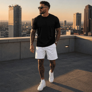 Conjunto Masculino Streetwear Camiseta e Short Tactel Liso Camisa Premium + Bermuda Alta qualidade