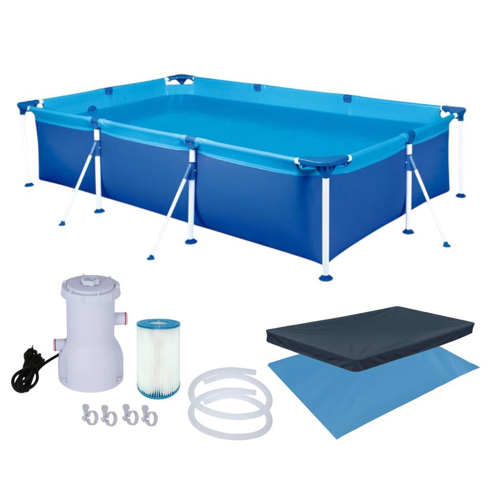 Piscina Retangular 3700 Litros Estruturada Premium Capa Forro e Filtro 2200L 220v Mor