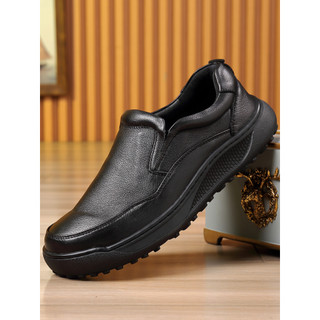 Dunno Benny Masculino Toe Layer Couro Primavera Outono Estilo Respirável Sola Macia Pai Slip-On Sapatos De Couro Casuais