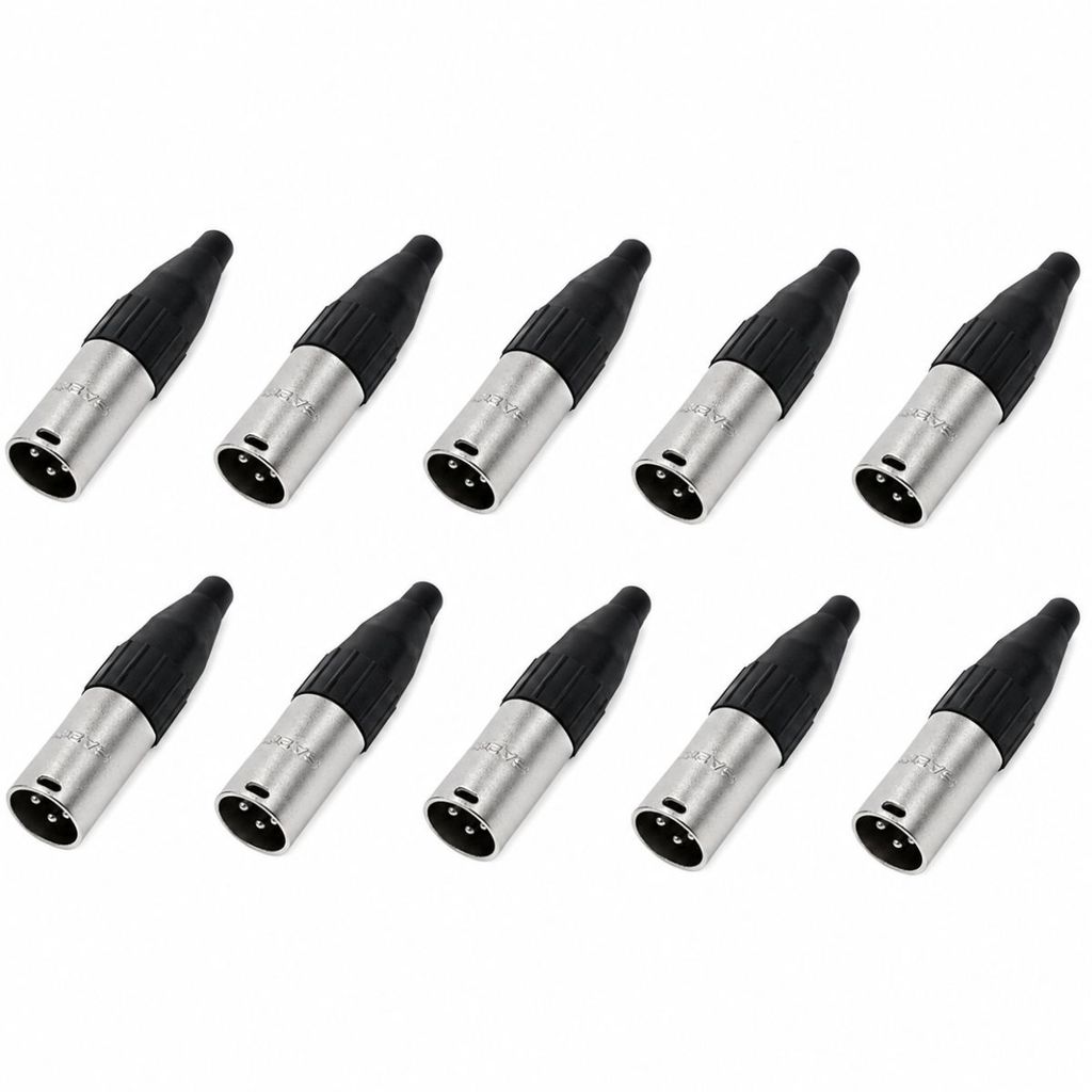 Kit com 10 Conectores XLR Macho Santo Angelo SA2X Niquelado
