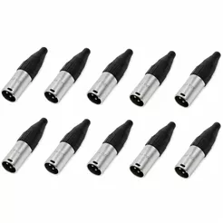 Kit com 10 Conectores XLR Macho Santo Angelo SA2X Niquelado