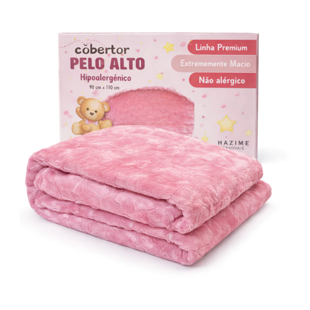 Cobertor de Bebê Menina Hazime | Rosa | Alto Relevo | 90x110 cm | Mantinha para Bebê