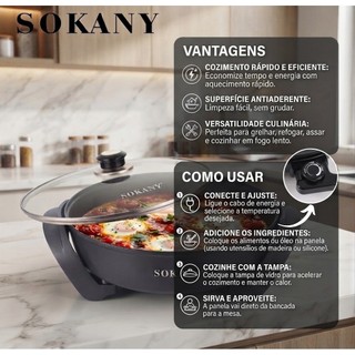 Frigideira Elétrica Sokany Praticidade e Versatilidade na Sua Cozinha 1200W 127V