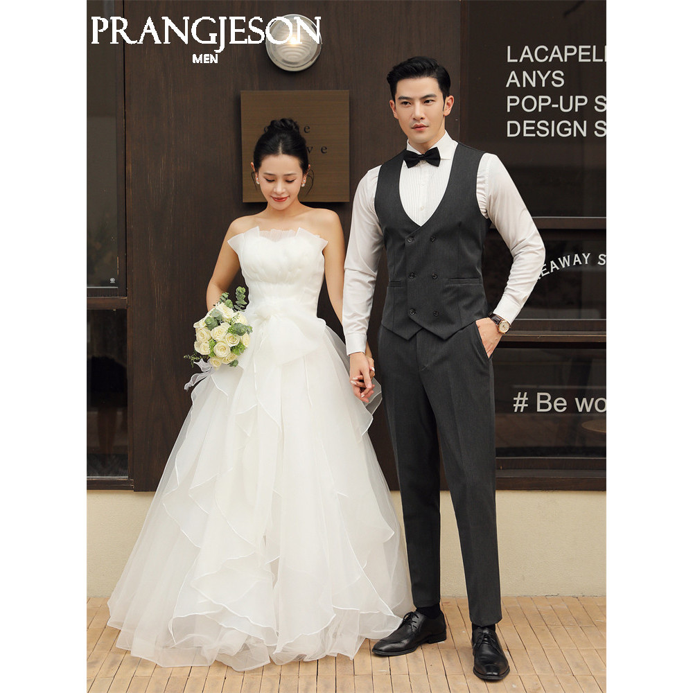 Duplo Breasted noivo colete terno masculino casamento padrinhos roupas irmão roupas de negócios britânicos casuais roupa