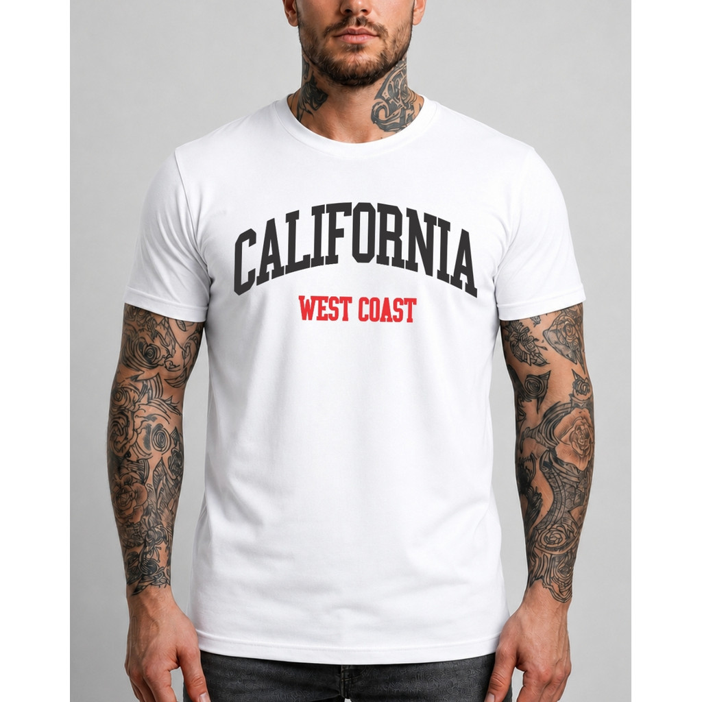 Camiseta Masculina Estampada California Novidade Camisa 100% Algodão Estilosa