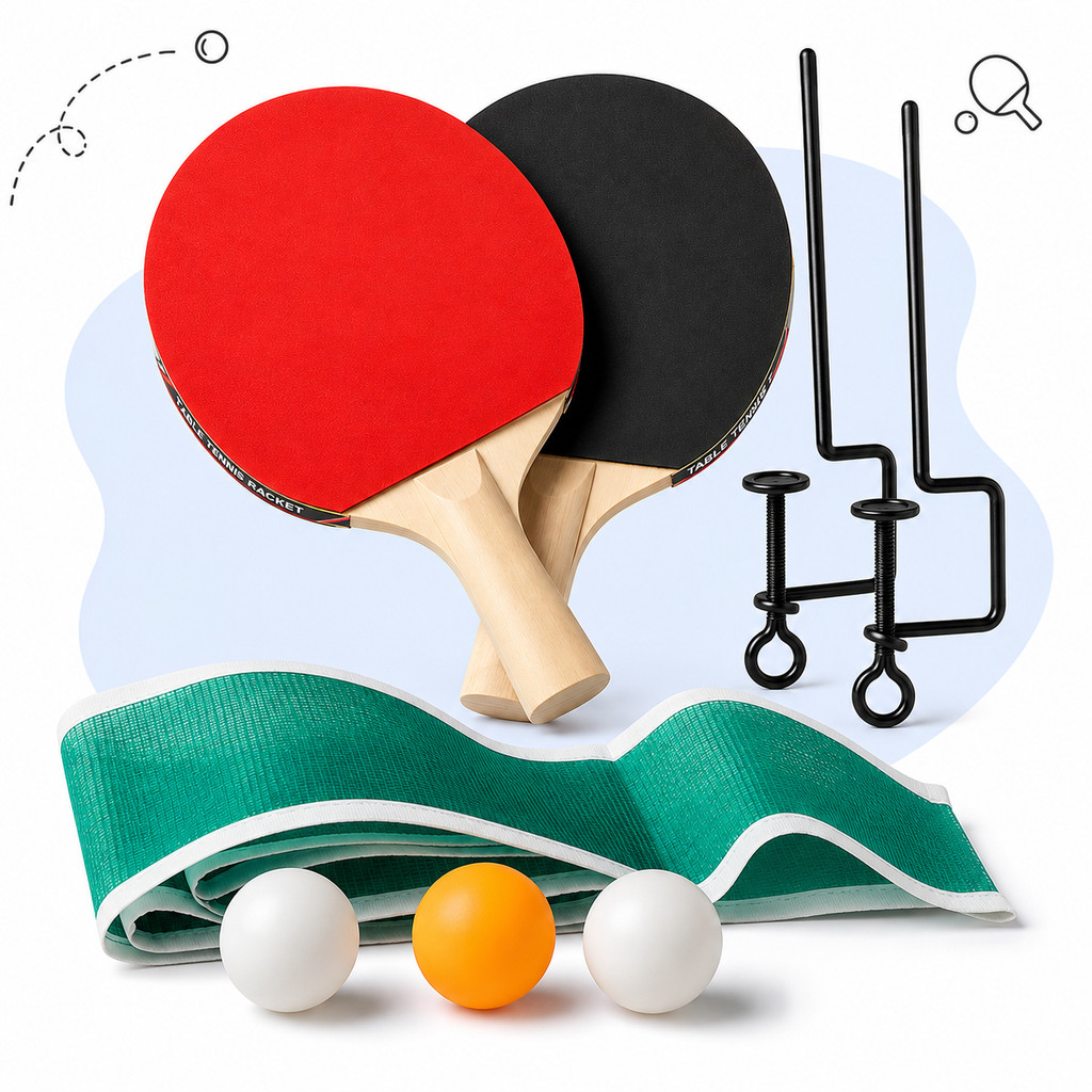 Kit Ping Pong Tênis Mesa Completo Profissional 2 Raquetes 3 Bolas Rede Suporte Lazer Treino Família Amigos Kizumba