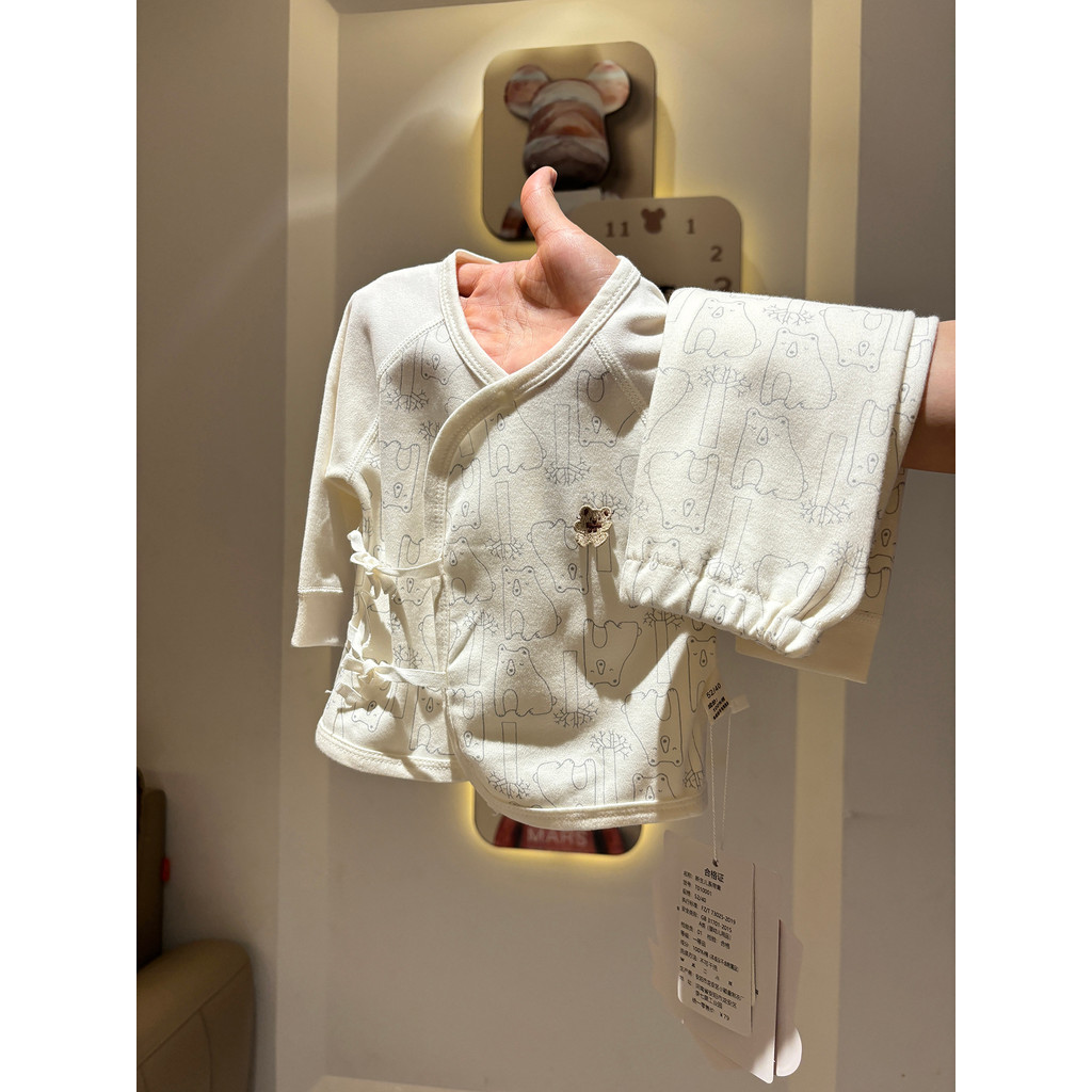 Conjunto de roupa íntima de algodão puro com cadarço, roupas divididas, roupas de outono, calças compridas, roupas de mo