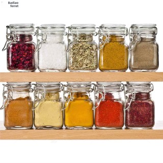 100ml Mini frasco quadrado de vidro selado com fivela de aço inoxidável garrafa de geléia garrafa de especiarias garrafa