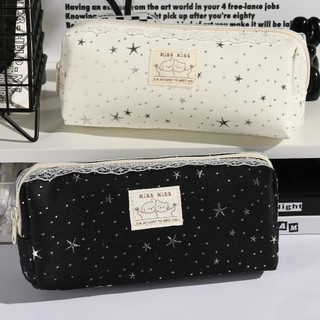 Estojo de lápis com bolinhas no estilo Y2K, bolsa de armazenamento de lápis de mesa em estilo coreano, com padrão de ren