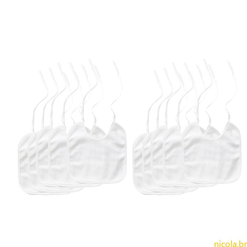 Nic 10 Peças Babadores Bebê Para Pintura Panos Limpeza Boca Branco Babador