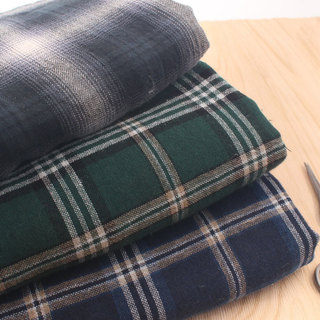 Literário simples verde azul cinza tecido xadrez tecido fino roupas camisa vestido cachecol tecido de algodão puro