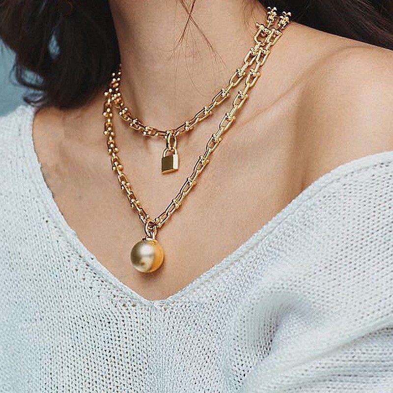 Colar feminino não-desbotamento estrela colar luz luxo nicho clavícula corrente Hip-Hop colar legal feminino na moda úni