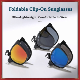 Óculos De Sol Clip On , Dobráveis Vintage Quadrados Anti-Luz Azul , Polarizados