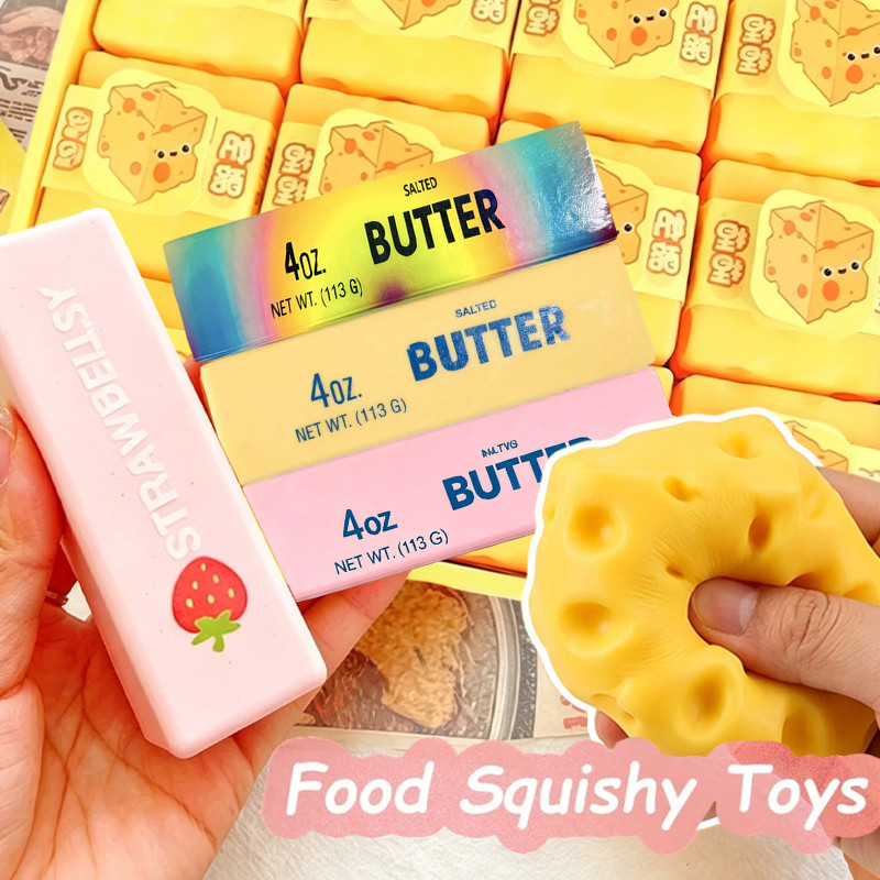 4 Pçs Super Macio Manteiga Comida Brinquedos Alívio Do Estresse Molhado Squeeze Brinquedo Chocolate Vara Squish Autismo