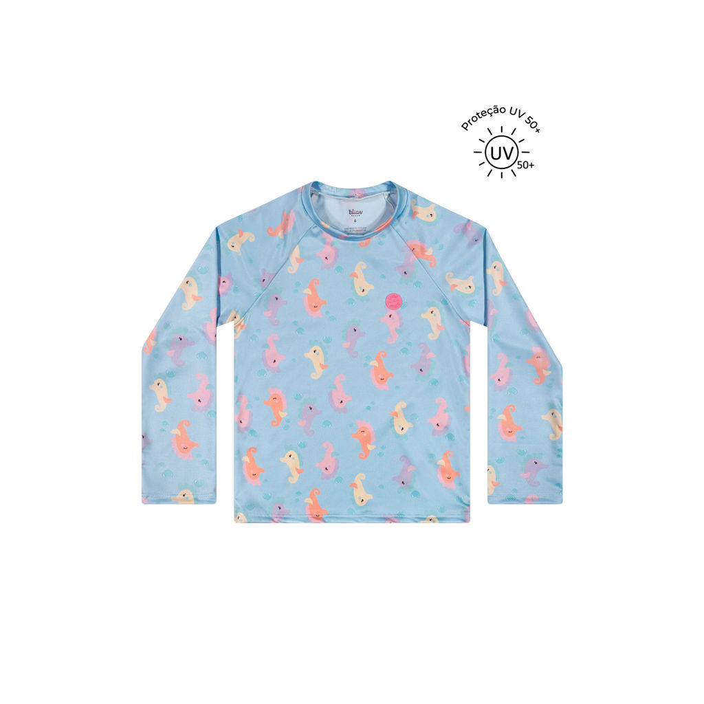 Blusa de Proteção Solar Infantil Menina Elian Azul