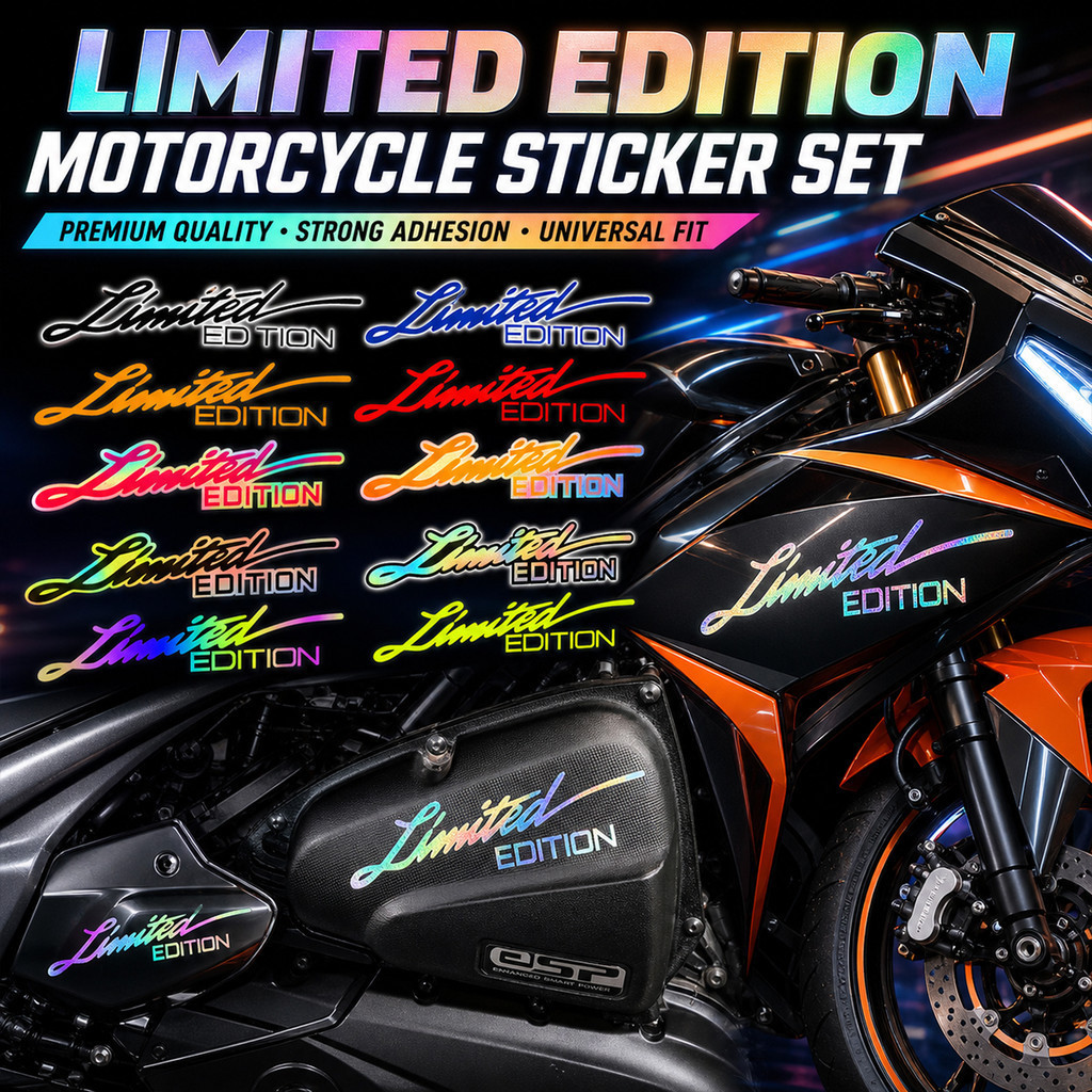 Modelo 2026, edição limitada, conjunto de 3 peças, adesivos holográficos para motocicletas, vinil refletivo e à prova d'