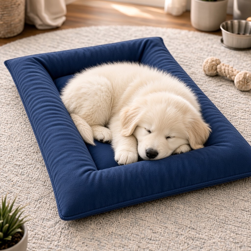 Cama Pet Grande Azul Impermeável Lavável Bordas Elevadas para Cães e Gatos